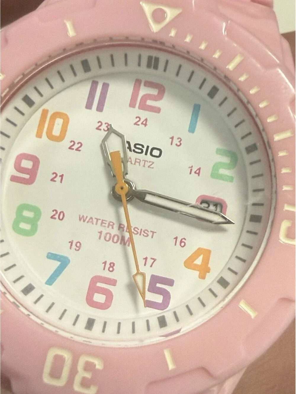Casio LRW200H-4B2 Women's Pink Analog Watch Multi Colors 100M WR with Date Read